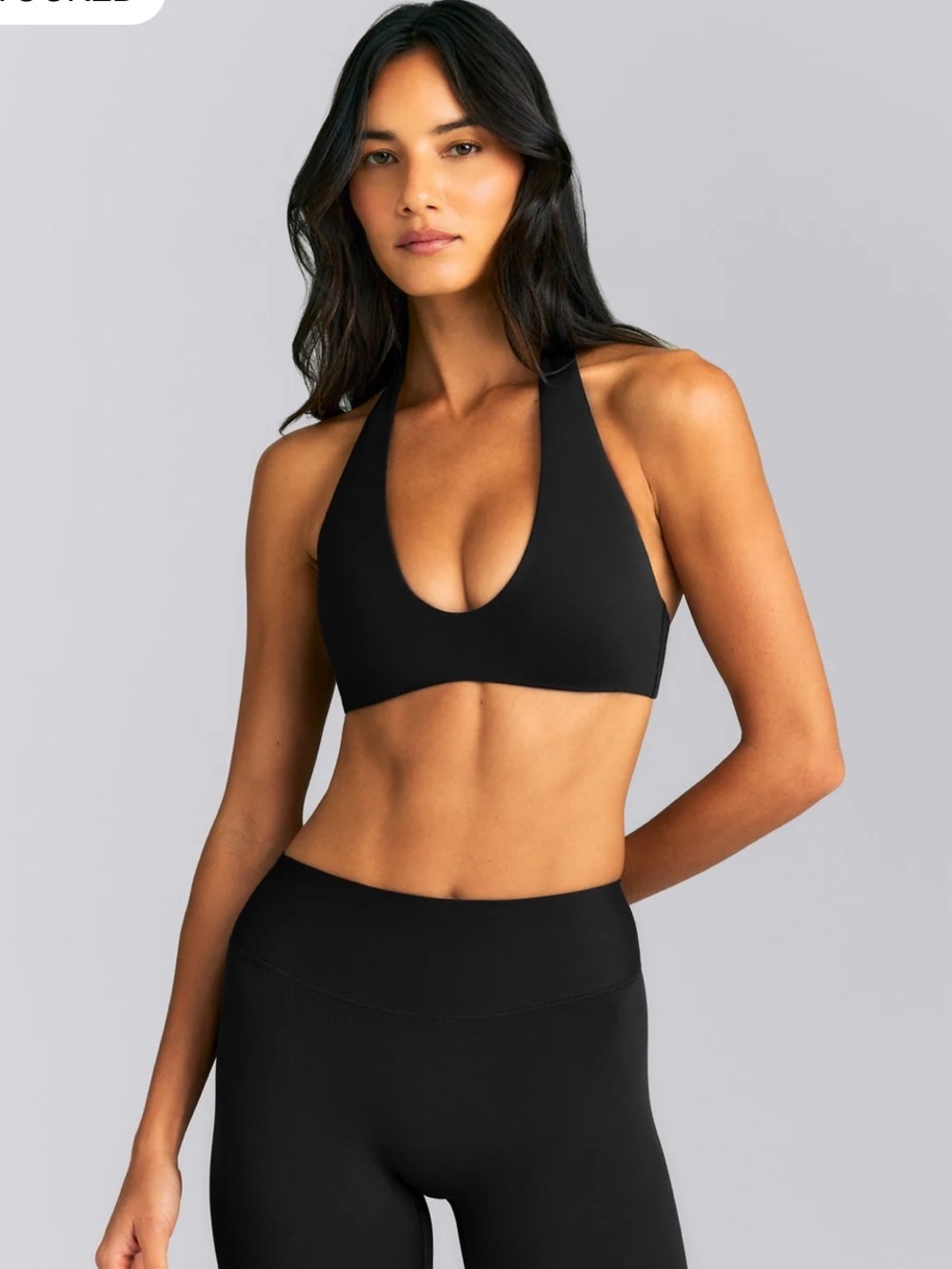 NWT ONER ACTIVE SOFTMOTION MINIMAL HALTER NECK BRALETTE - Black - Size small